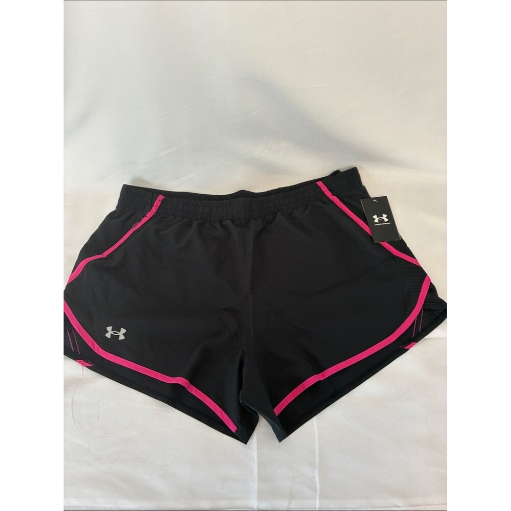Under Armour Women’s NTW Black Athletic Shorts with Pink Piping